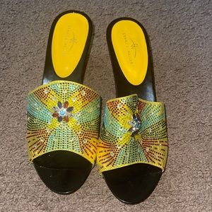 Women heeled mule shoes